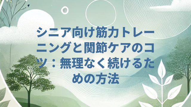 シニア向け筋力トレーニングと関節ケアのコツ:無理なく続けるための方法